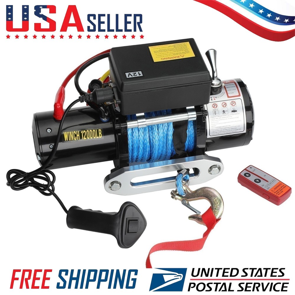 12000LBS Electric Winch 12V Steel Cable Off-road ATV UTV Truck Towing Trailer