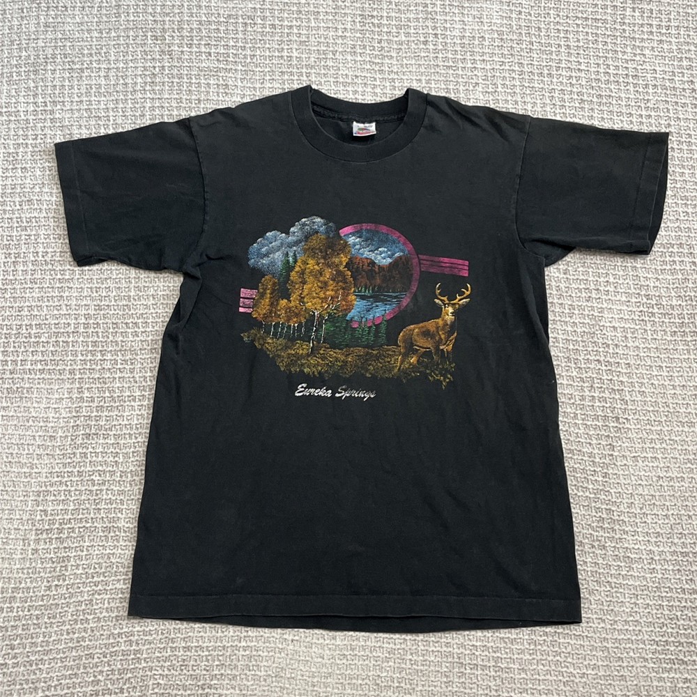Vintage 90s Faded Whitetail Buck Wildlife Single Stitch T-Shirt USA Made - Large