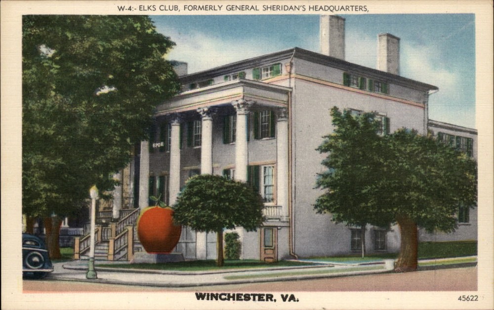 Winchester VA Gen Sheridan's Hdqtrs Civil War Elks Club linen postcard sku639