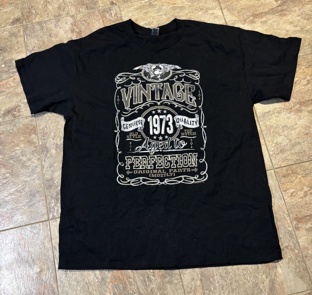 Vintage Aged To Perfection 1973  Whiskey Gift Cotton T-shirt Size large