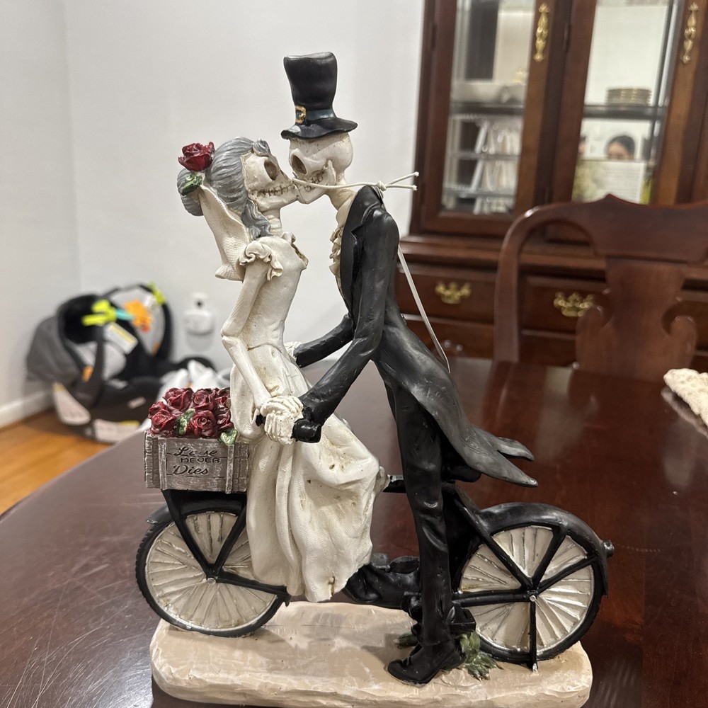 Rachel Zoe Halloween Skeletons Figurine Bride And Groom On Bike