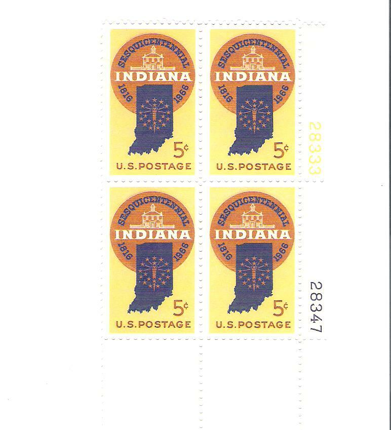 Scott # 1308 US  Indiana Statehood  Plate Block  M/NH  O/G