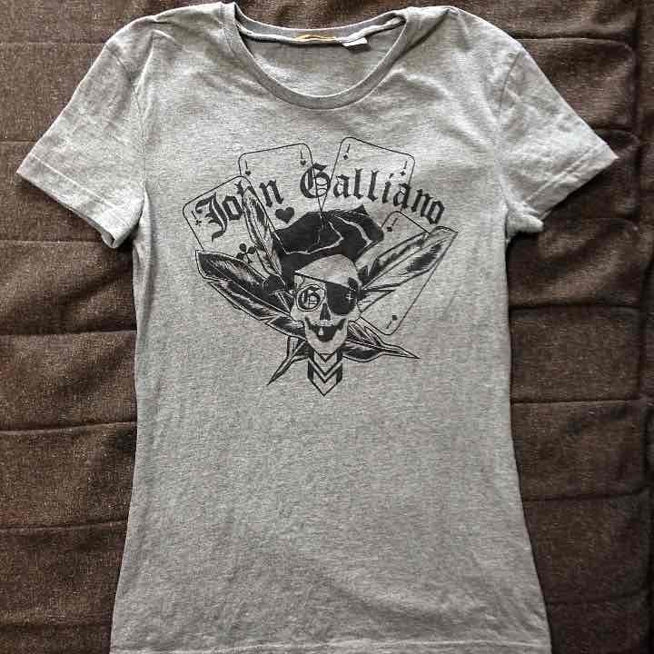 JOHN GALLIANO Gray T-Shirt Size S 100% Cotton Men's Fashion