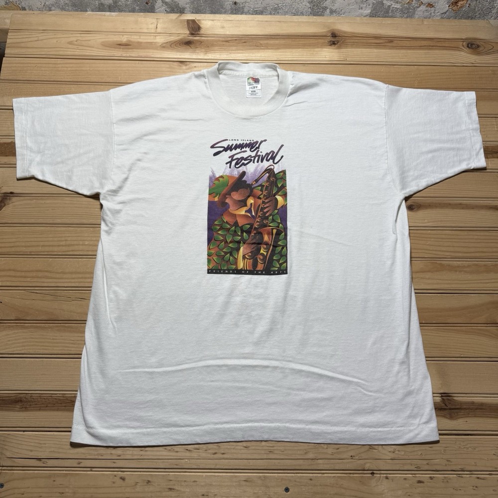 Vintage 90s Long Island New York Summer Arts Festival Jazz Music Sax Shirt - 2XL