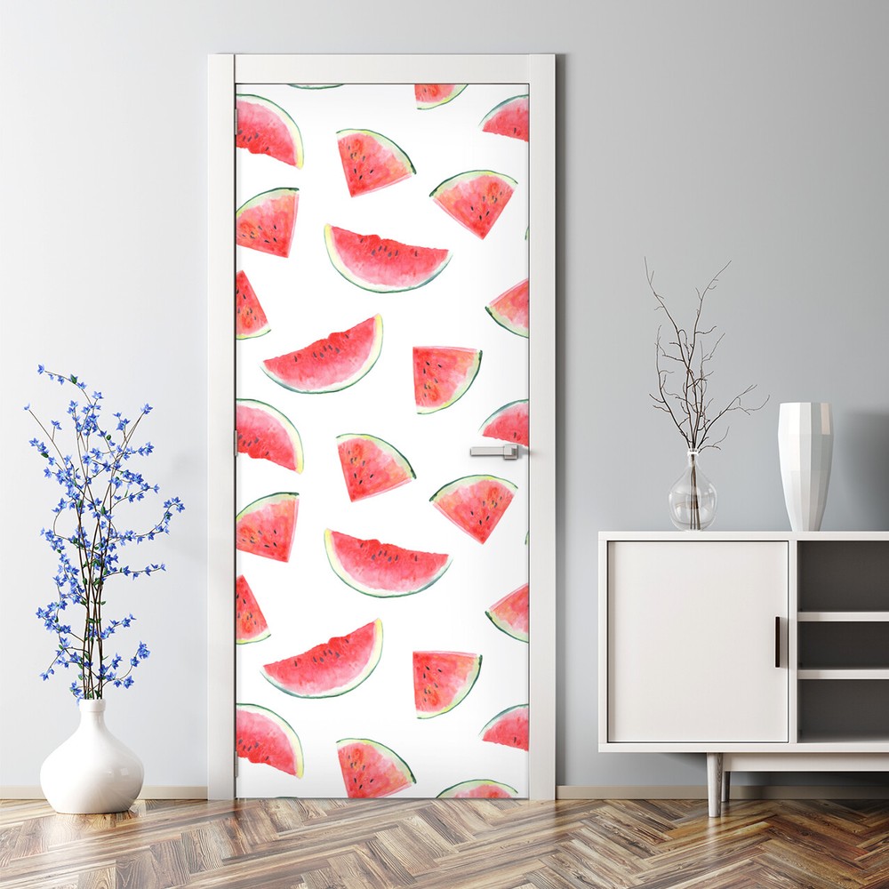 Watermelon Watercolor Bubble-Free Self-Adhesive Door Decal Peel & Stick