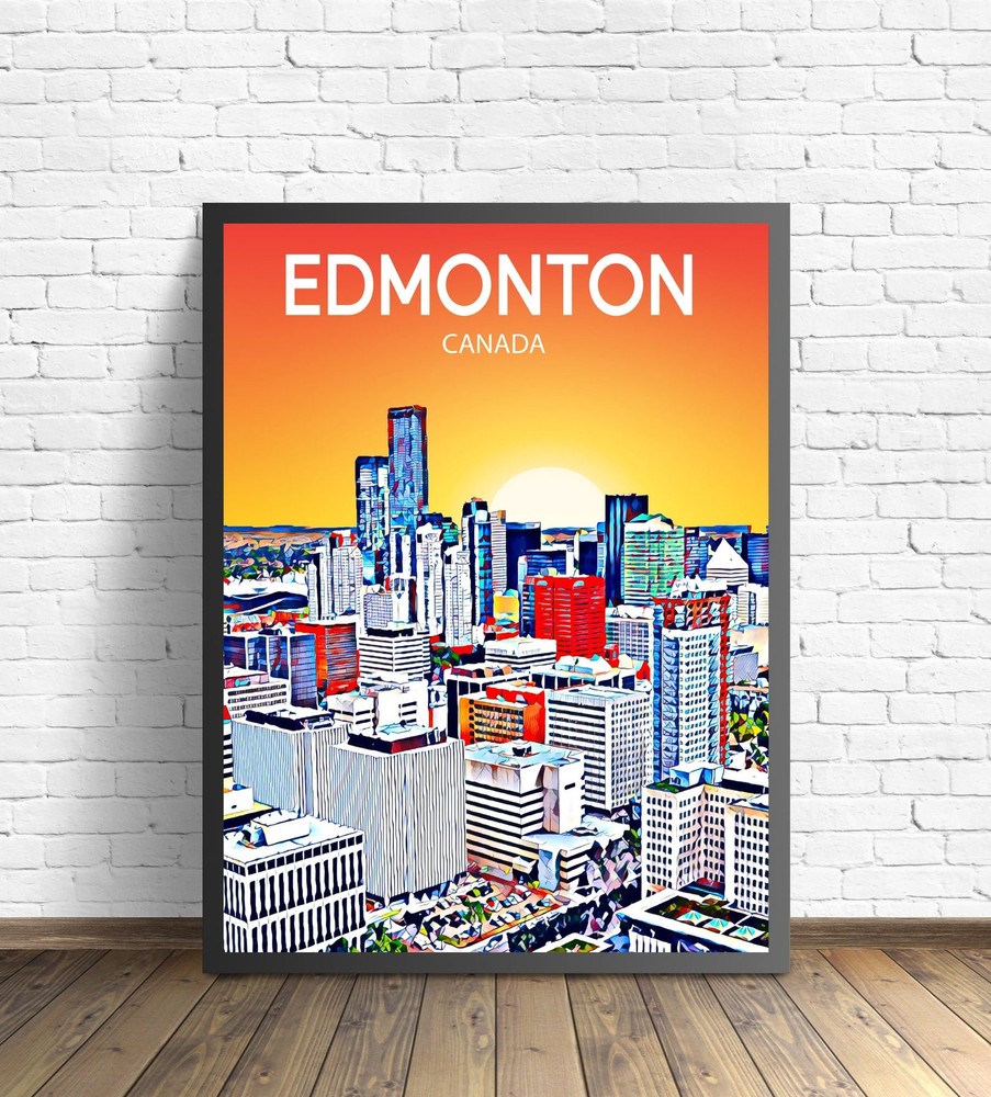 Edmonton Canada Art Poster Sunset Night Poster Art Print Edmonton City Modern
