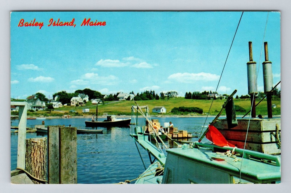 Bailey Island ME-Maine, Harbor Scene, Scenic View, Vintage Postcard