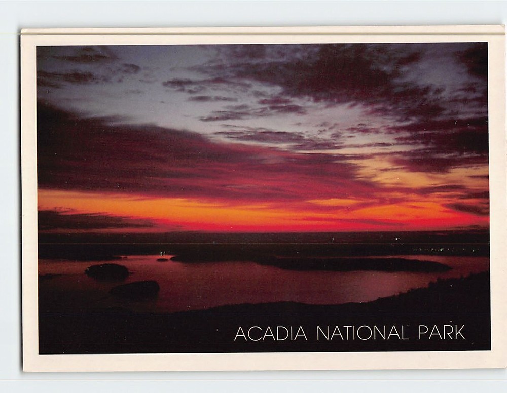 Postcard Twilight View Bar Harbor & Porcupine Islands Acadia National Park Maine-image