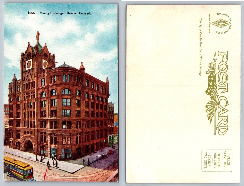 Denver Mining Exchange Building Postcard CO Vintage Williamson Haffner Co.