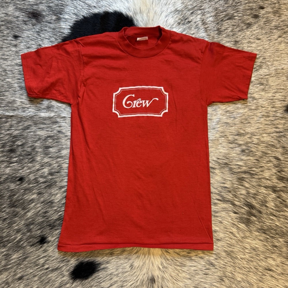 Vintage 70s “Crew” Red T-Shirt — Made in USA 🇺🇸 | Classic Soft 50/50 Tee