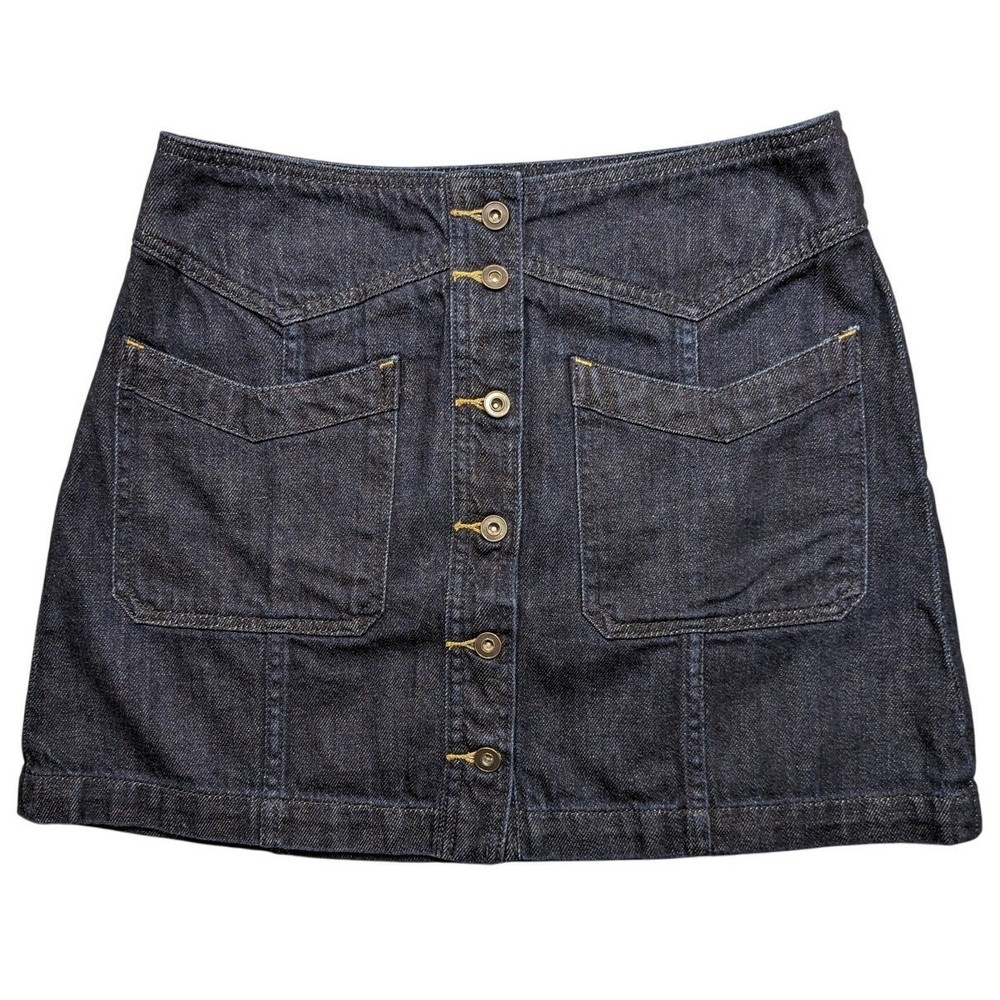 Free People Skirt Women's 4 Mini Denim Dark Boho Button Preppy Academia Y2K EUC