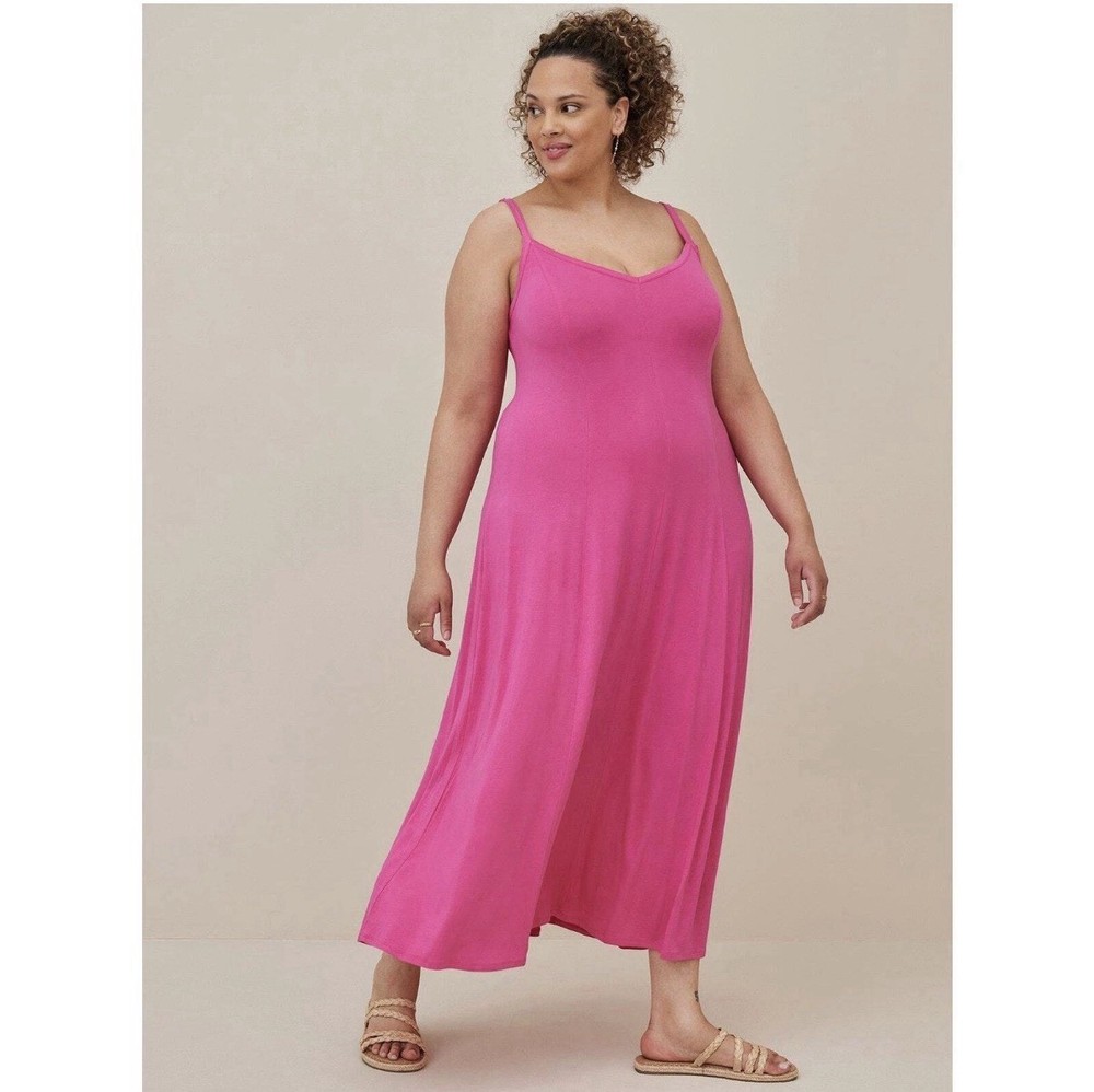 Torrid Super Soft Pink Trapeze Maxi Dress Sleeveless Plus Size 3 Flowy Knit