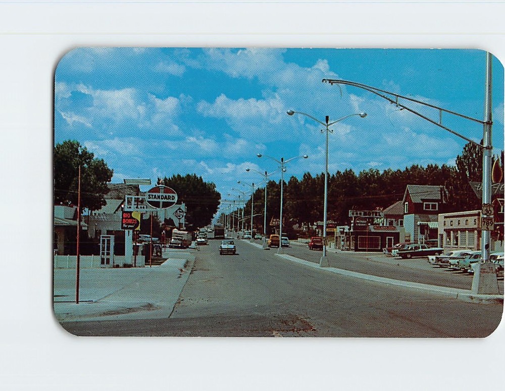 Postcard Street Scene in Rawlins Wyoming USA