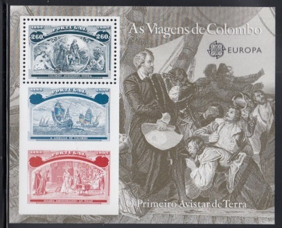 PORTUGAL Columbus First Site of Land MNH souvenir sheet
