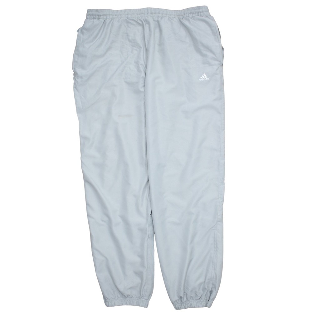 Adidas Mens Track Pants Light Grey Nylon Elastic Waist Cuffed Sports Joggers XXL