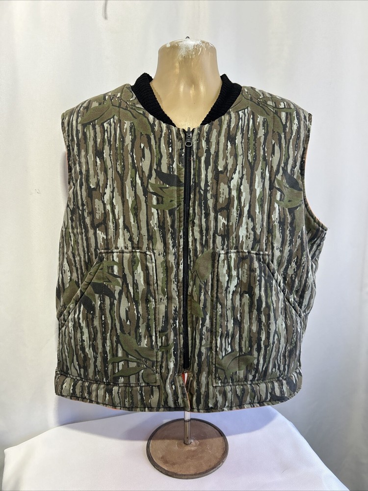 Vintage Walls Blizzard Pruf Camo Puffer Vest Adult XL Real Tree Hunt Reversible