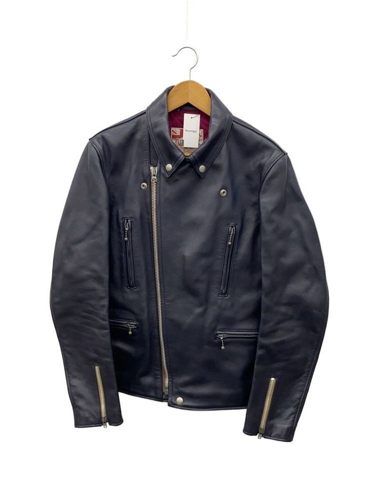 Addict Clothes Double Riders Jacket/38/Horse Leather/Nvy 3483