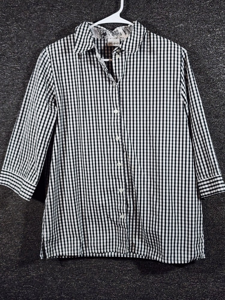 K R Essentials Womens Plaid Button Up Shirt Size 12
