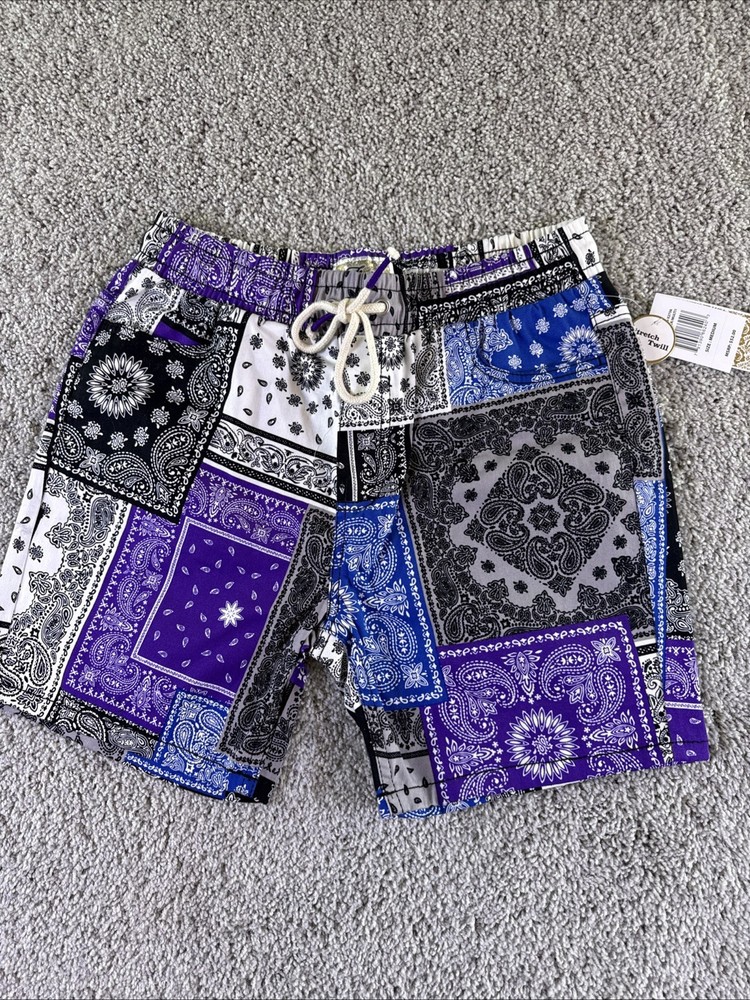 Fresh Prince of Bel-Air Shorts Mens L Stretch Twill 90s Paisley NWT