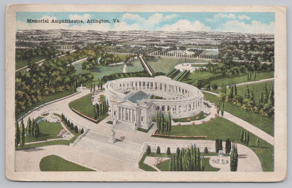 State View~Arlington Virginia~Memorial Amphitheatre Birdseye View~1920s Postcard