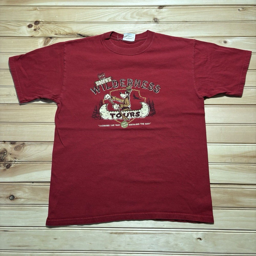 Vintage 90s Walt Disney Wilderness Tour Goofy Wildlife Camping Shirt Size Medium