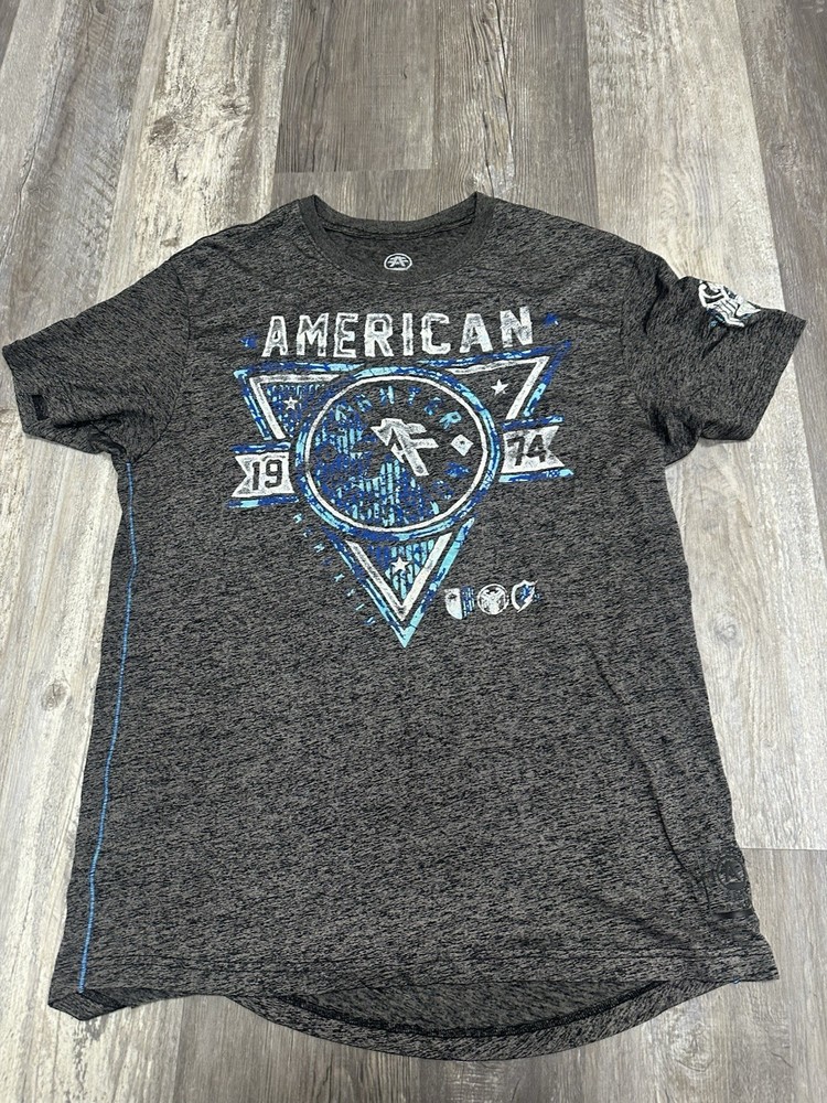 American Fighter Men's XL Blue Graphic Print Short Sleeve T-Shirt Buckle Y2k