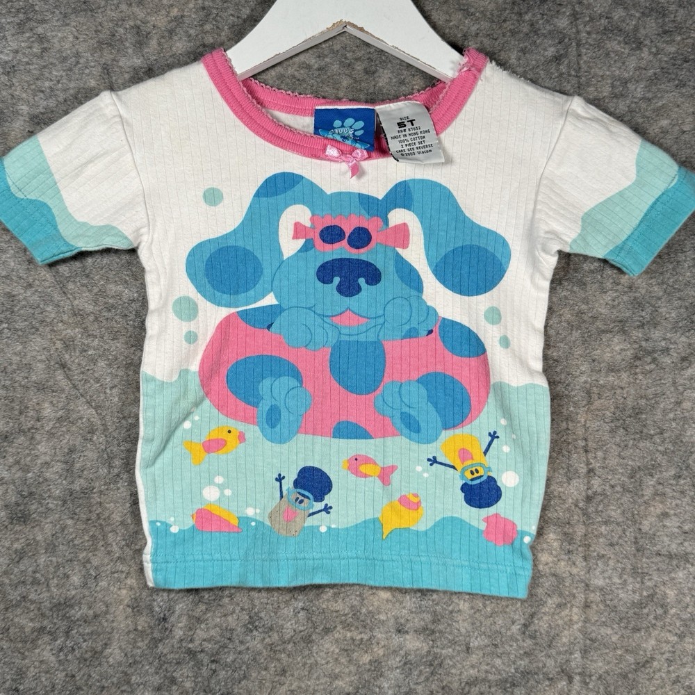 Vintage Kids Blues Clues Bubble Bath T Shirt Size 5T 11x13 2000 Viacom Cartoon