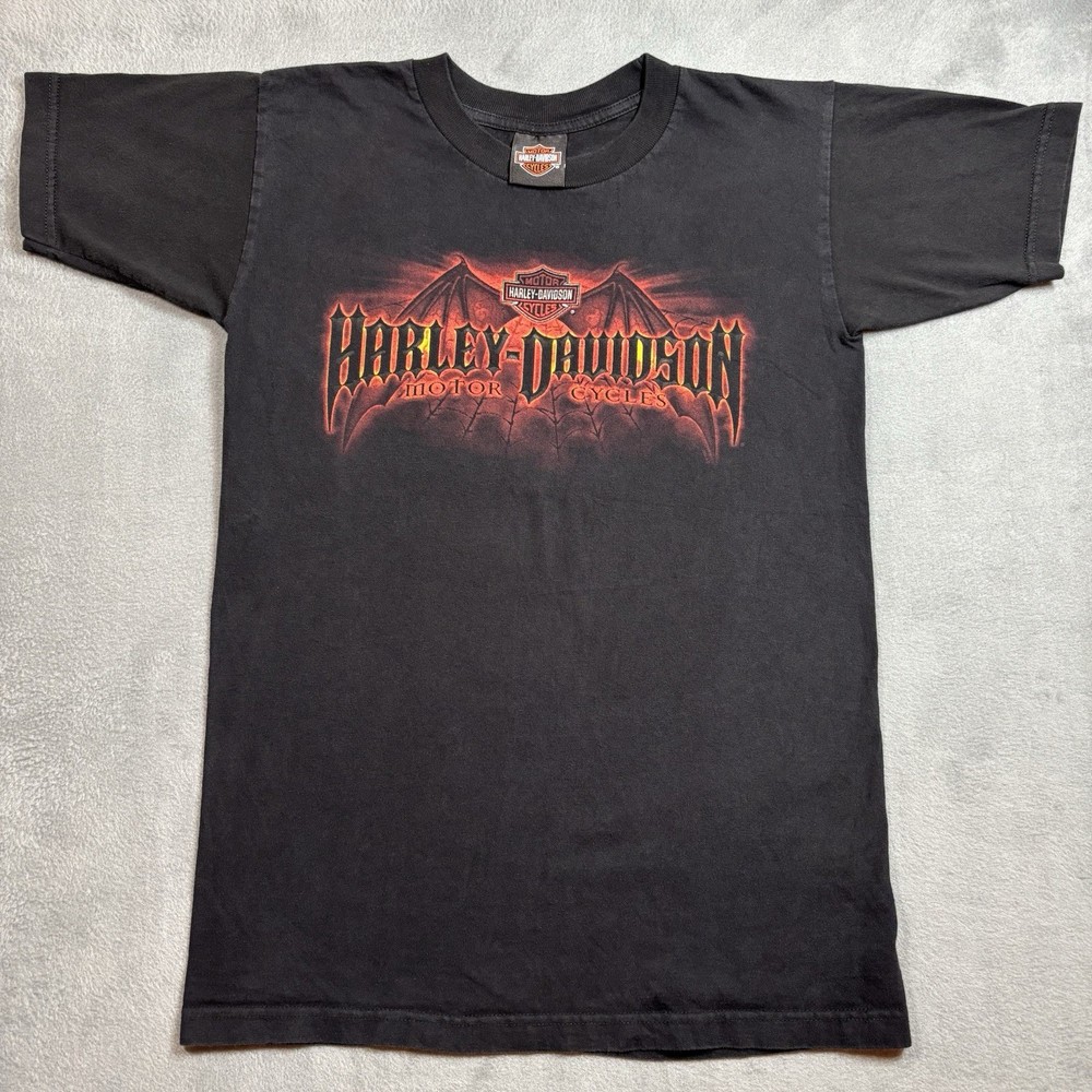 Harley Davidson Shirt Mens Small Batwing Gail's Kansas City MO USA Made Y2K 2008