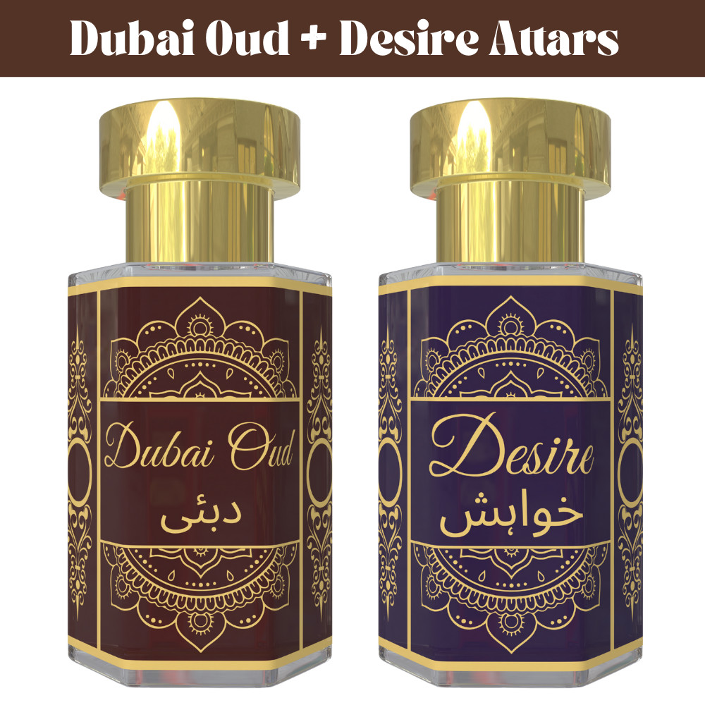 Dubai Oud & Desire Attar Combo | Alcohol-Free Perfume woody & fresh fragrance