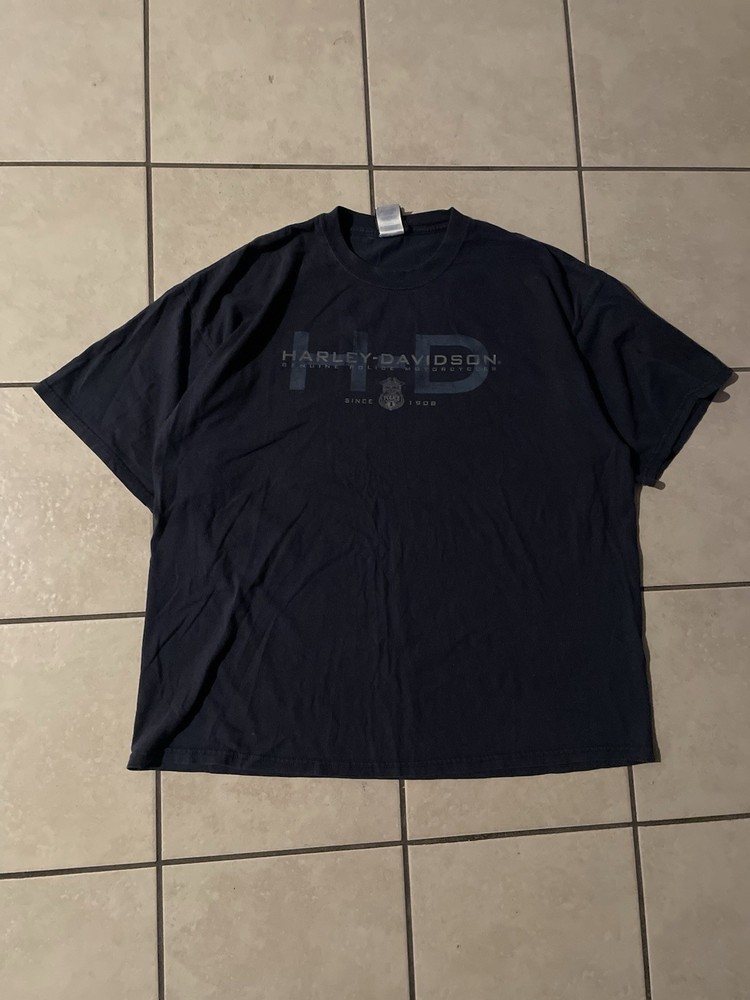 Vintage Harley Davidson Police Y2K Motorcycles Men’s 2XL Spellout Faded Shirt