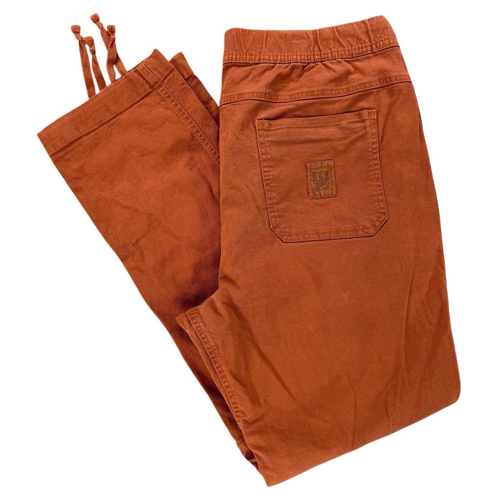 Topo Designs Dirt Pants Men’s XL Organic Cotton Stretch Drawstring Burnt Orange