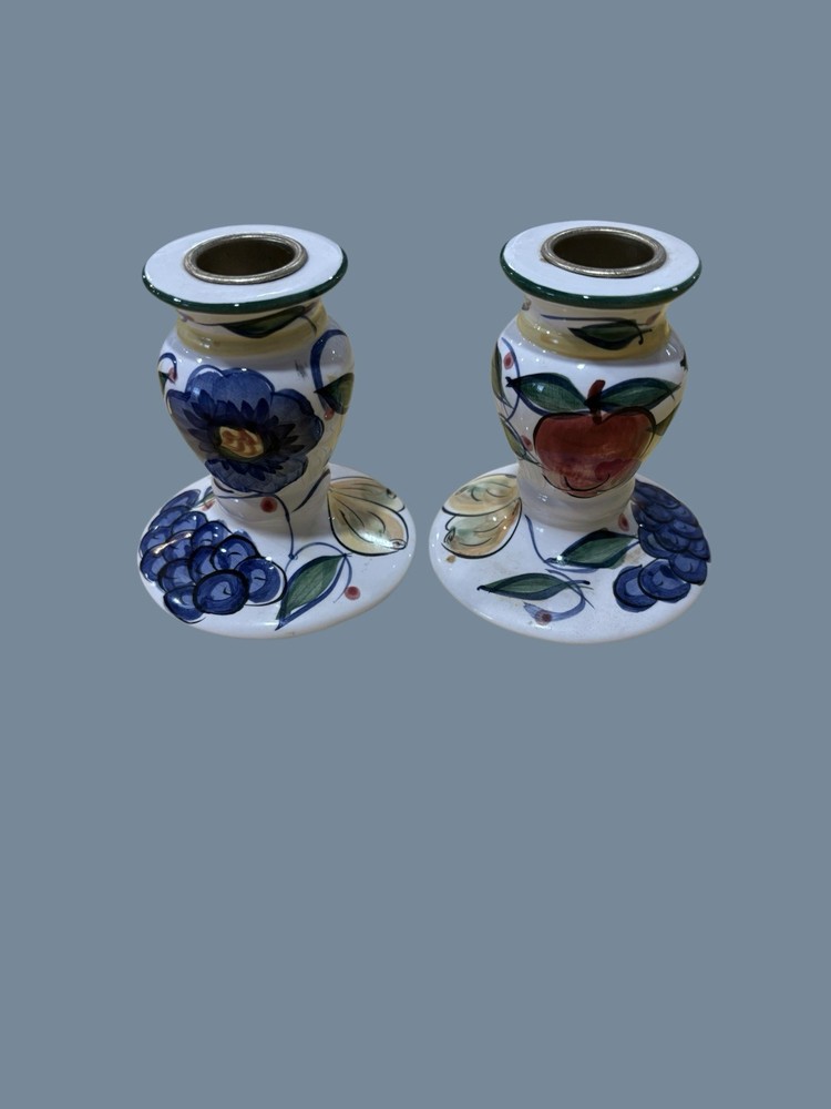 2 Bella Casa By Ganz Candle Holders Fruit ceramic Vintage