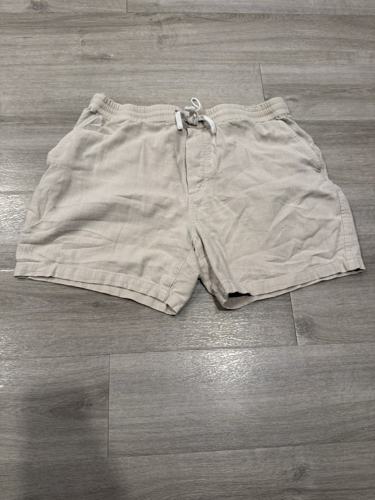 Marine Layer Saturday Beach Shorts Mens Large Biege 6” Stretch Comfort Cotton