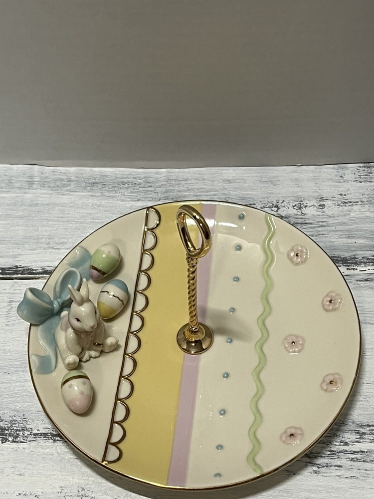 LENOX Occasions Easter Bunny Handled Serving Tray Candy Trinket Dish Preowned