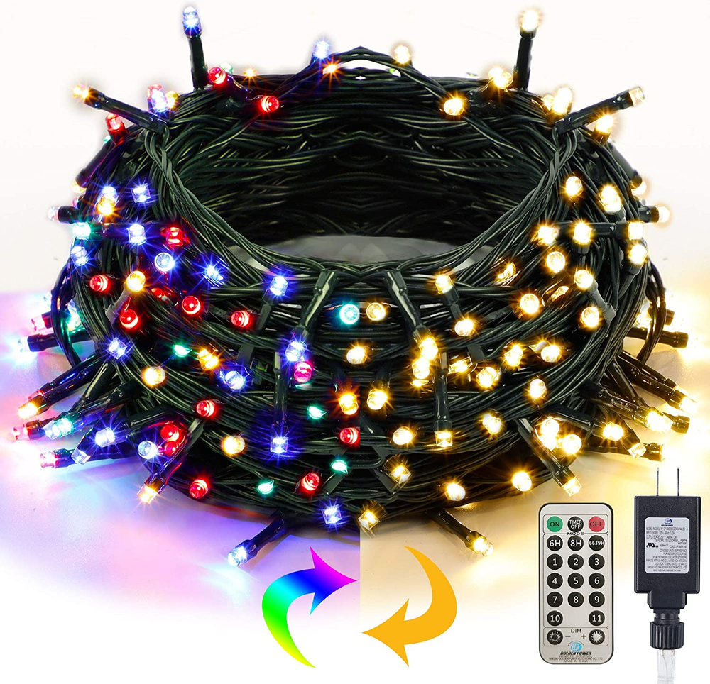 Christmas String Lights, 66Ft 200 LED Color Changing Tree Light Plug in 11 Modes