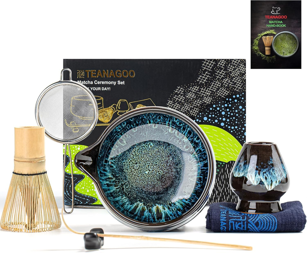 Matcha Whisk Set, 7 Pcs Matcha Set Blue, Matcha Kit for Ceremony, Matcha Tea Set
