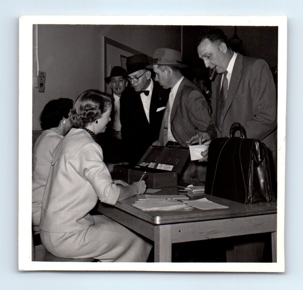 Old Vintage Square Photo MEN SMOKING CIGAR CIGARETTE WOMEN AT TABLE PICTURE