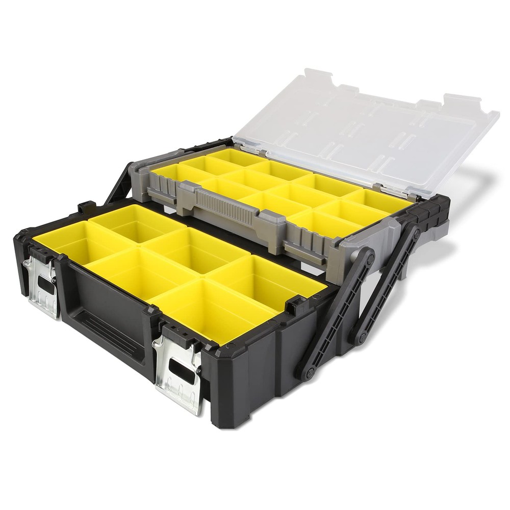 18 Inch Portable Plastic Cantilever Tool Box Organizer with Removable Compart...