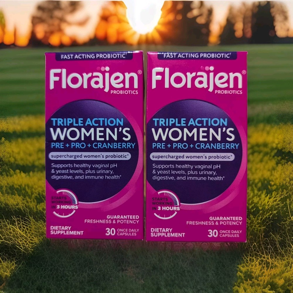 Florajen Triple Action Women's Prebiotic + Probiotic Cranberry 60 Caps BB 4/2026