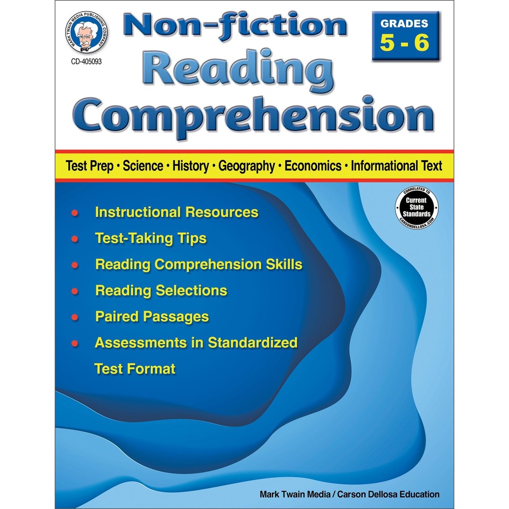 Mark Twain Grades 5-6 Nonfiction Reading Comprehension Workbook, Test Prep, ...