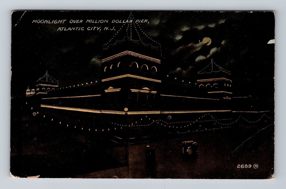 Atlantic City NJ-New Jersey, Moon Million Dollar Pier, Vintage c1912 Postcard