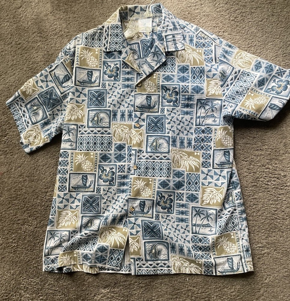 Men's Hana Fashion  Hawaiian Shirt' Made In Hawaii ’ Size Large -Free Ship