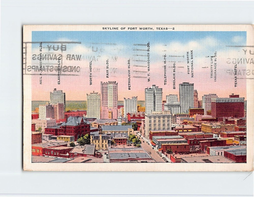 Postcard Skyline Fort Worth Texas USA