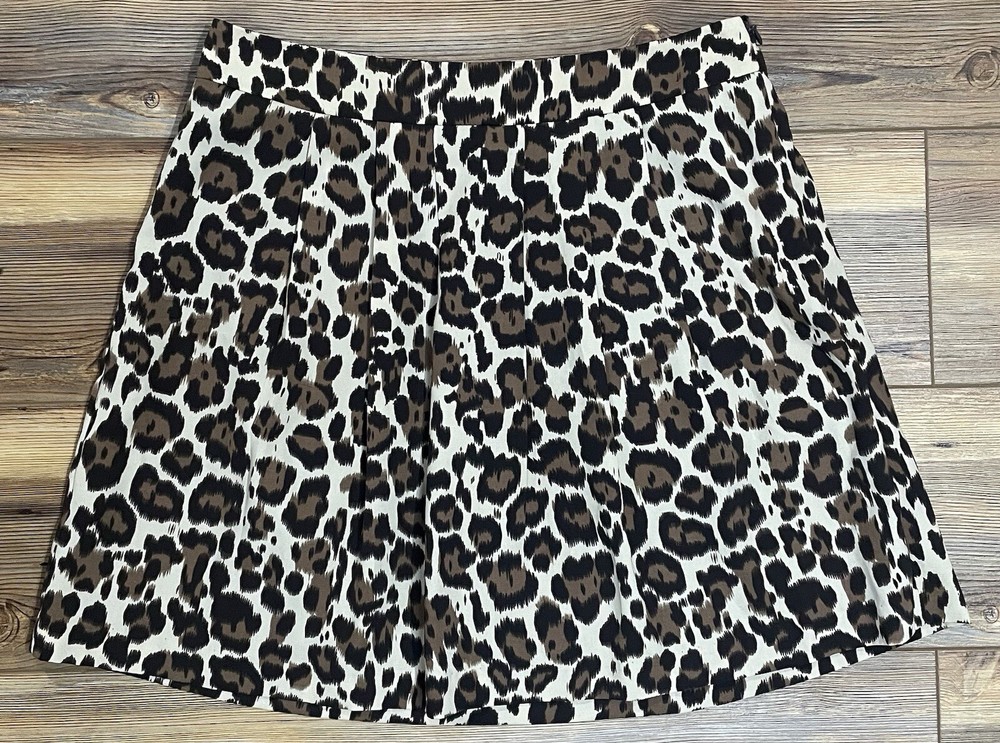 Banana Republic Mini Skirt Women’s Size 4 Brown Cheetah Animal Print Lined EUC