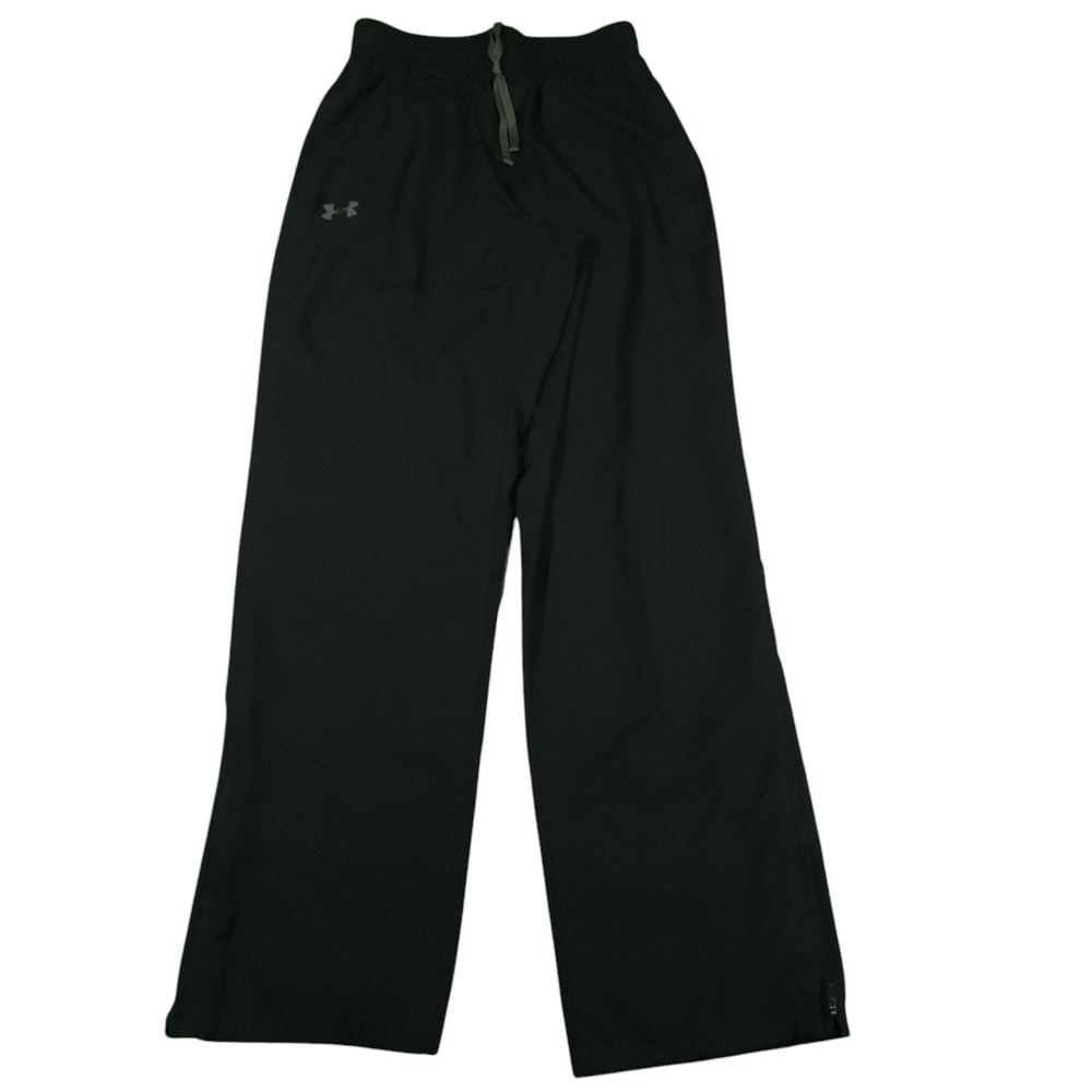Under Armour Men's Loose Heat Gear Track Pants with Elastic Waist and Ankle Zip in Black for Optimal Comfort and Performance