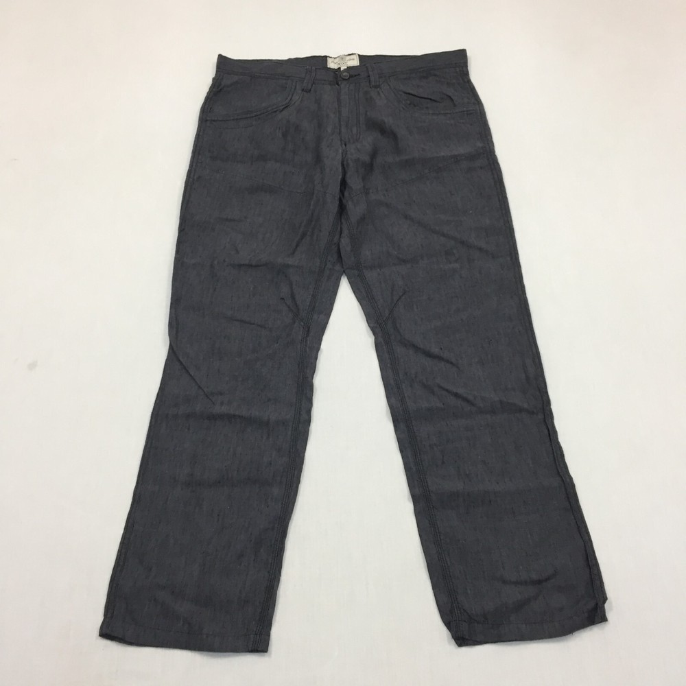 Next 100% Linen Trousers Mens W36 L31 Straight Fit Chino Grey (36R)