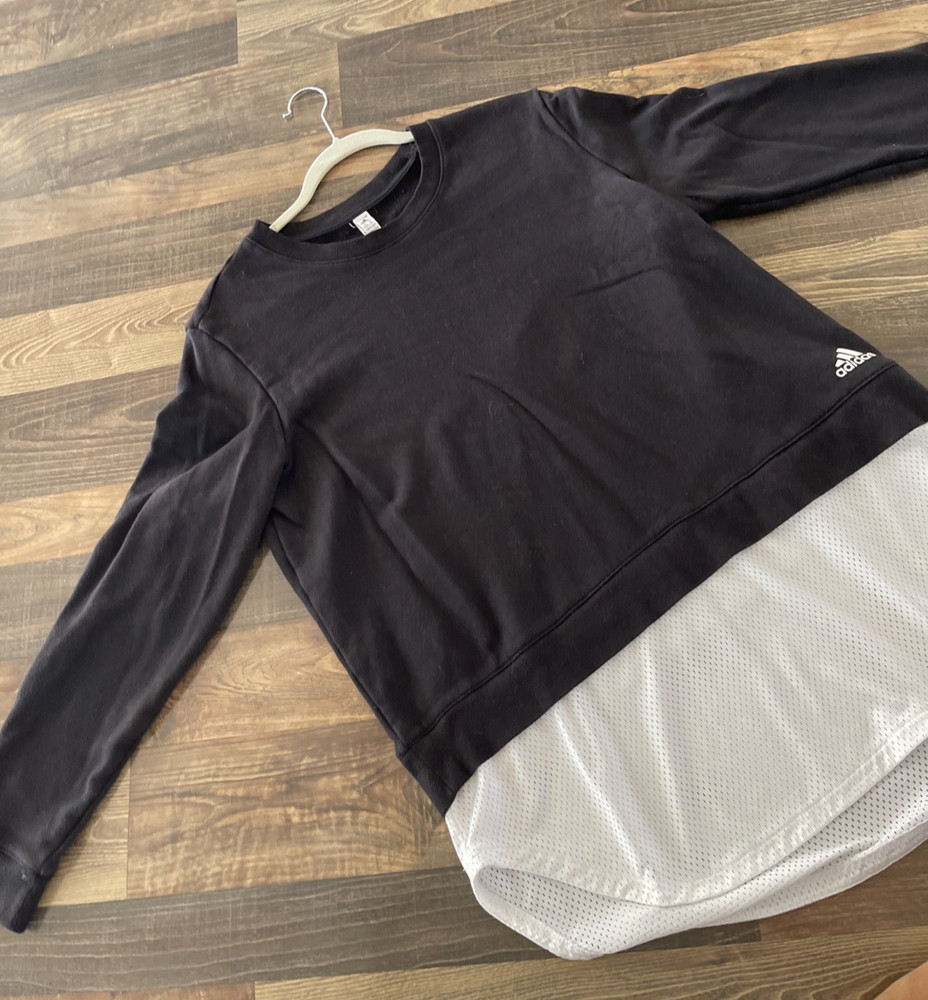 Adidas Dual Layer Mesh Sweatshirt Women’s XL Black Activewear