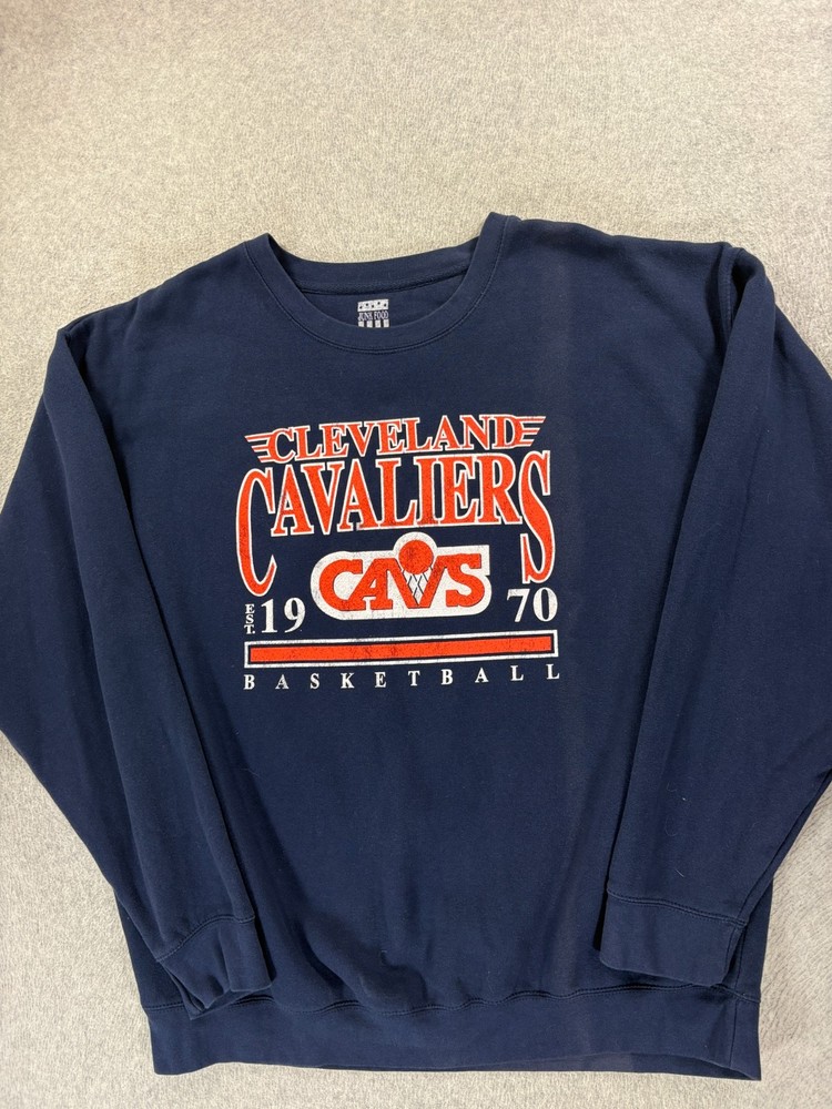 Cleveland Cavaliers NBA Screened Logo Stadium Crew Sweatshirt (Men's 2XL) Blue
