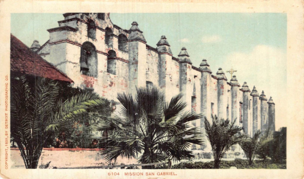 Postcard CA: Mission San Gabriel, California, Detroit Pub., UDB 1900's