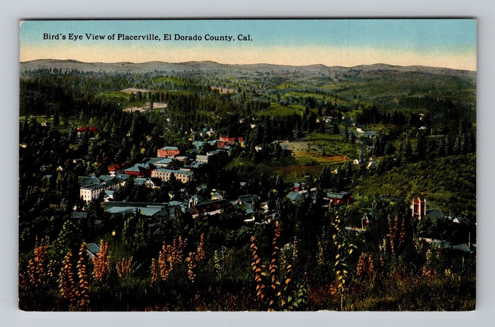 Placerville CA-California, Birds Eye View El Dorado County Vintage Postcard PC